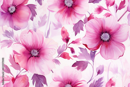 seamless pattern - repeatable texture of abstract pink flowers on white background © Karat