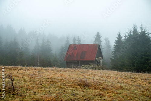 old house in the fog photo