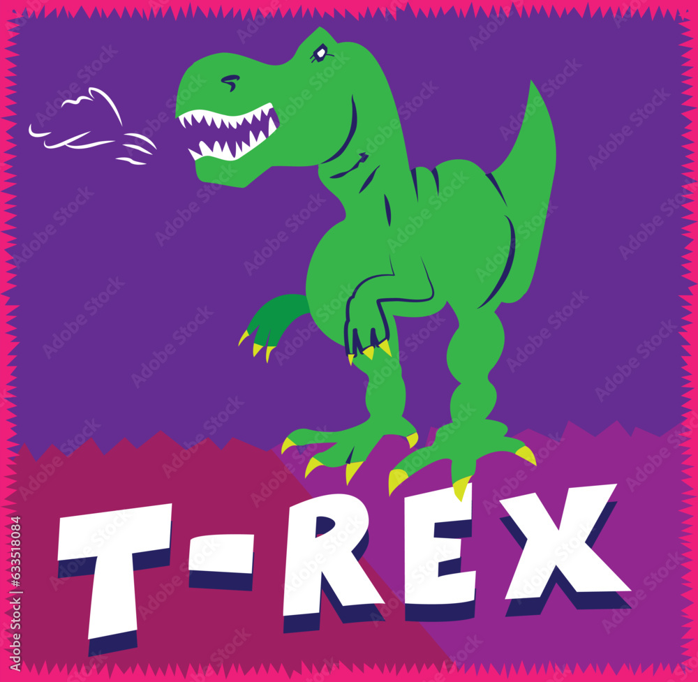 Green T-rex with hand drawn text in cartoon style and vector based. Green T-rex with hand drawn text in cartoon style and vector based.