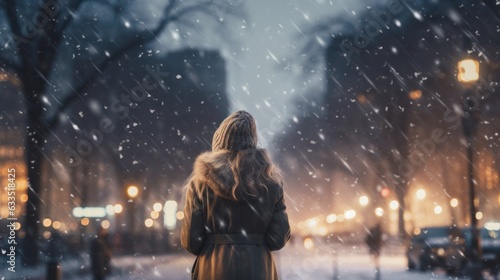 Winter snowy city background