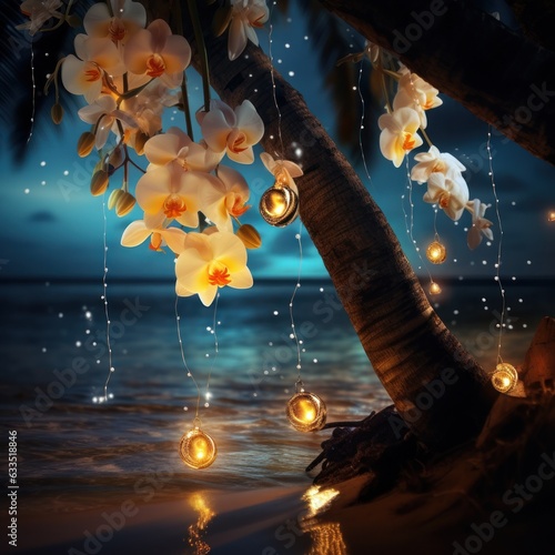 Light decoration on the beach