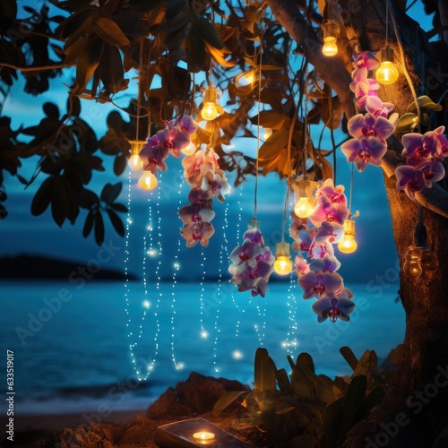 Light decoration on the beach