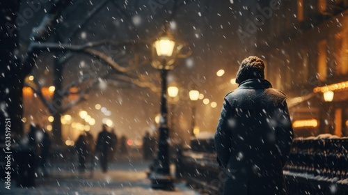 Winter snowy city background