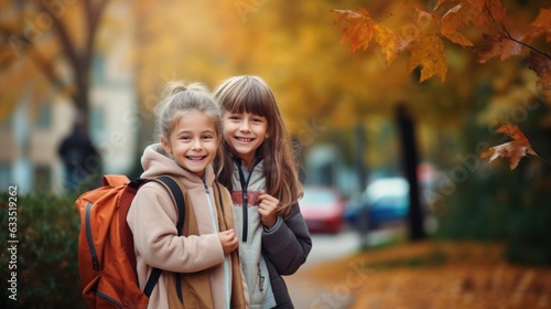 Happy children go to school