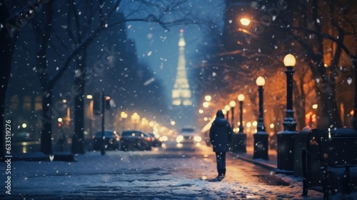 Winter snowy city background