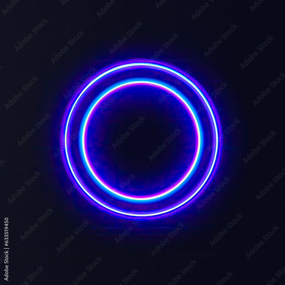Neon Circle with super glow and ornament around generated by AI Neon Circle with super glow and ornament around generated by AI