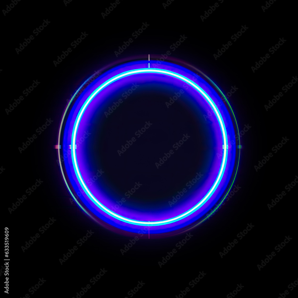 Obraz premium Neon Circle with super glow and ornament around generated by AI
