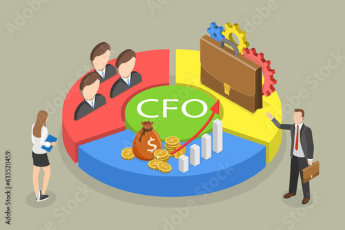 3D Isometric Flat Vector Conceptual Illustration of CFO, Chief Financial Officer