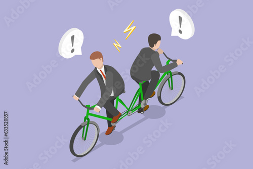 3D Isometric Flat Vector Conceptual Illustration of Business Conflict, Different Opinions