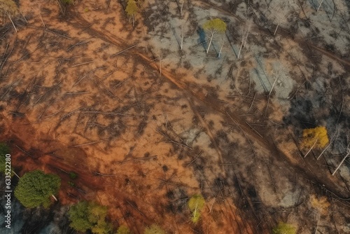 Aerial view of an area of deforestation
