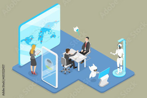 3D Isometric Flat Vector Conceptual Illustration of Demonstration Stands, Exhibition Booths
