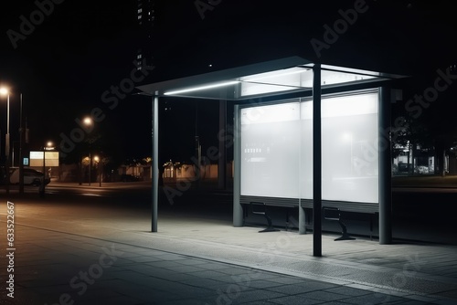 An empty blank billboard advertising poster at a bus stop