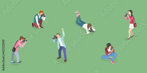 3D Isometric Flat Vector Set of Photographers, Creative Profession or Occupation