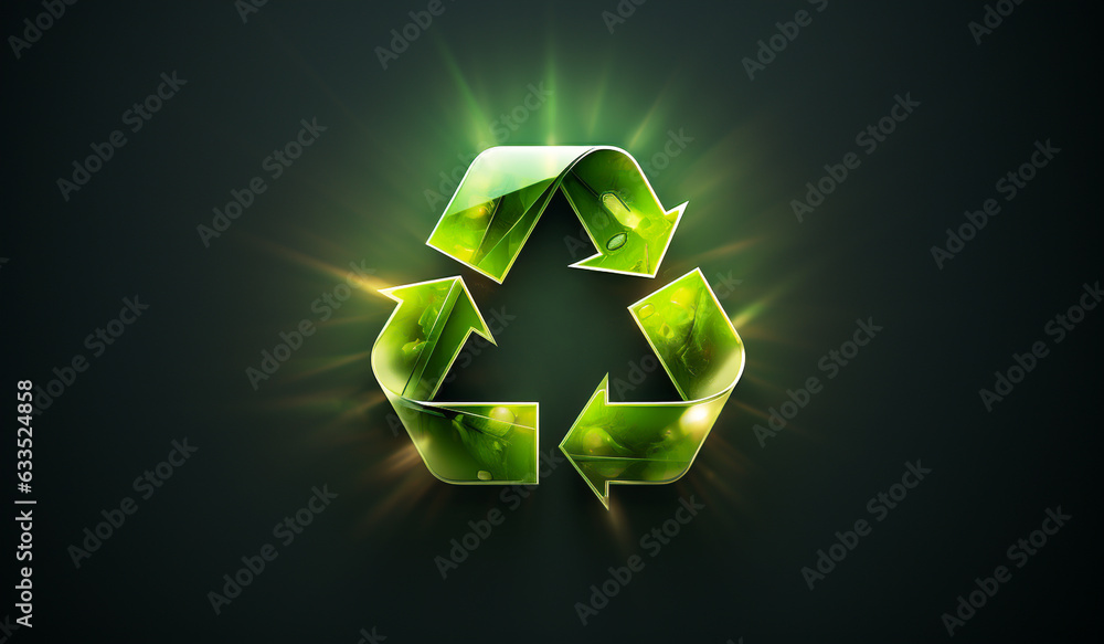 Bright recycling symbol in ecology concept. AI generated Bright recycling symbol in ecology concept. AI generated