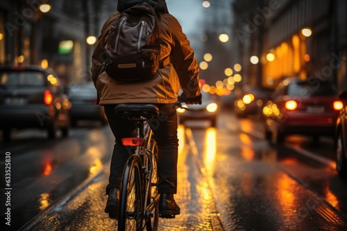 Bicyclist navigating through urban traffic - stock photography © 4kclips