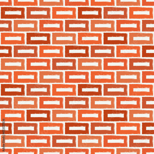 Brick wall motif handdrawn classic geometric print. Paint brush strokes seamless pattern. Freehand grunge design background. Modern urban ornament