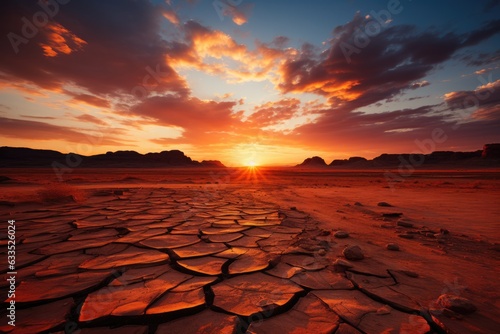 Desert landscape at sunset - stock photography