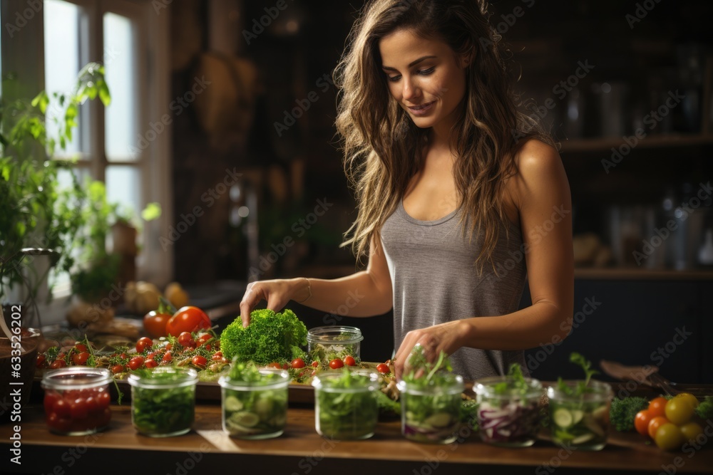 Healthy meal preparation in the kitchen - stock photography