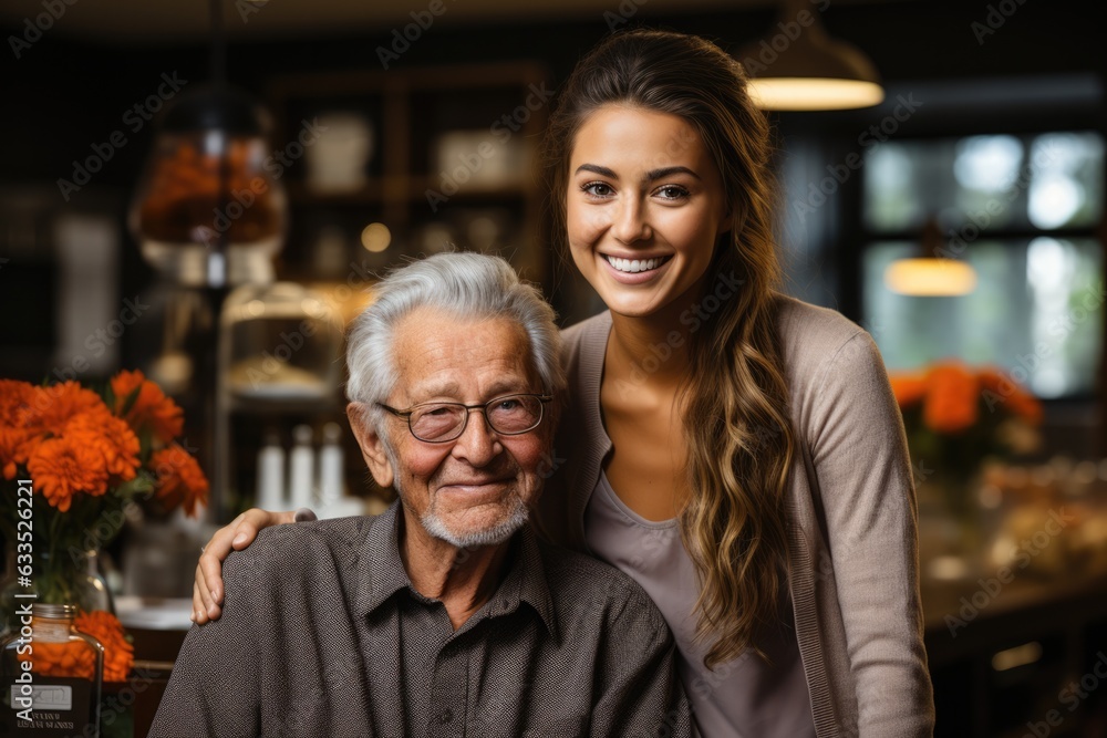 Hug between caregiver and patient - stock photography