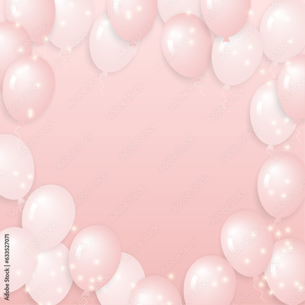 Cute pink background with balloons in vector
