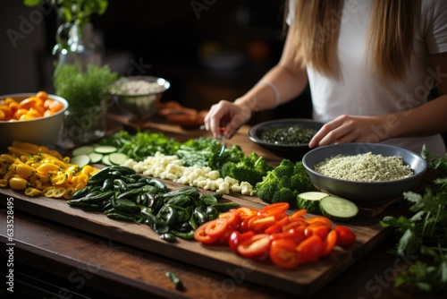 Healthy meal preparation in the kitchen - stock photography