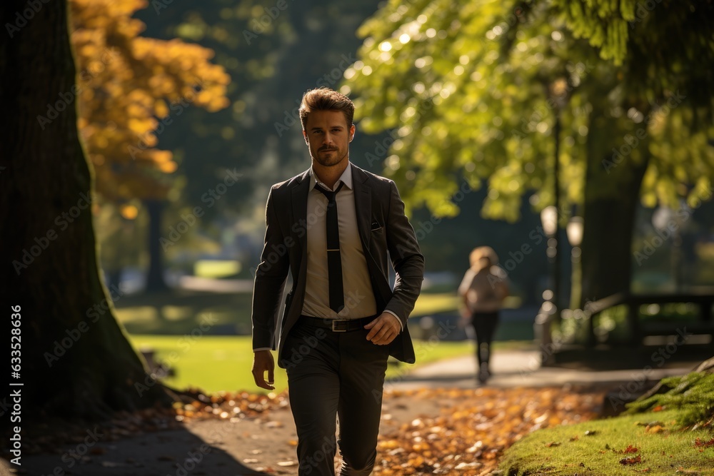 Man jogging in a park during a break from work - stock photography Man jogging in a park during a break from work - stock photography