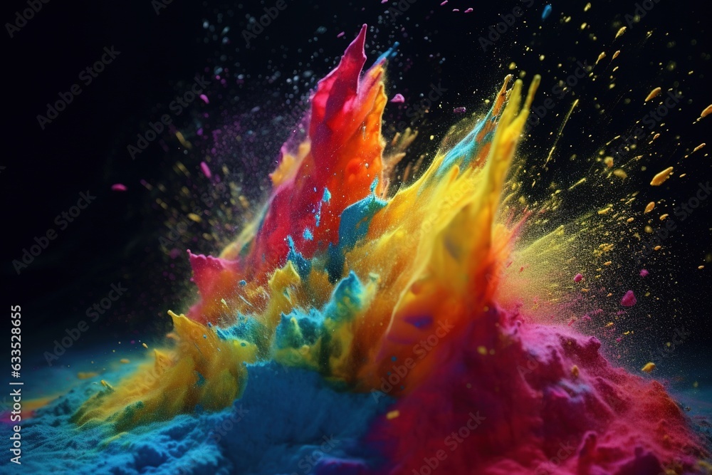 Explosion of colored powder on black background Explosion of colored powder on black background