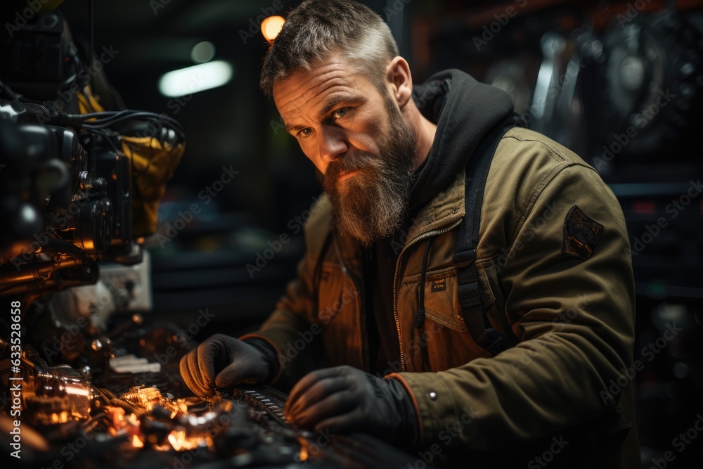 Mechanic repairing a car - stock photography Mechanic repairing a car - stock photography