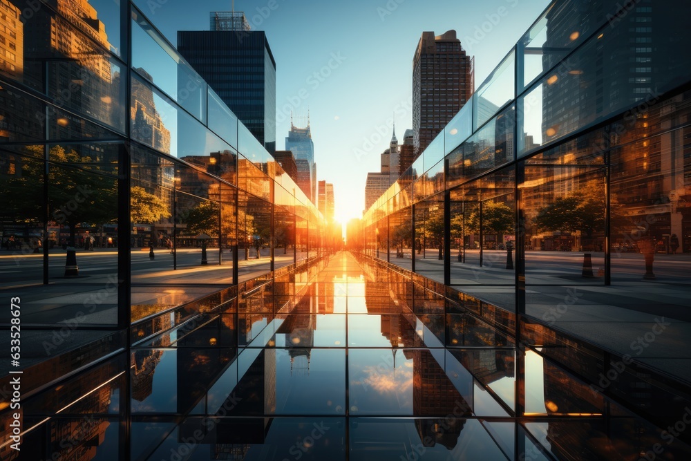 Modern apartment buildings reflecting in a glass - stock photography