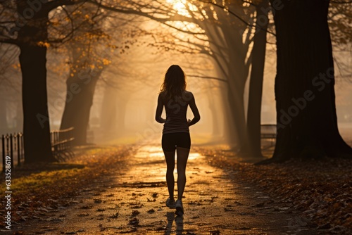 Jogger running through a park early in the morning - stock photography © 4kclips