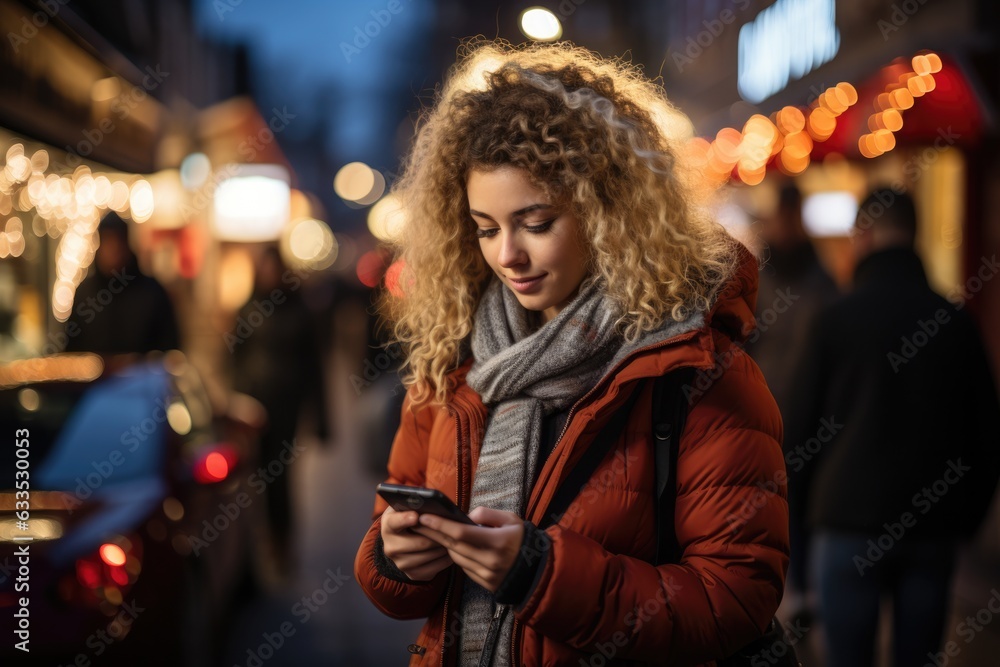 Woman waiting for a ride-sharing service - stock photography Woman waiting for a ride-sharing service - stock photography