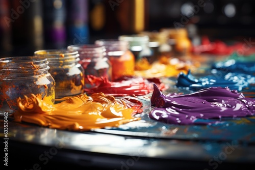 Close-up of vibrant watercolor paints - stock photography