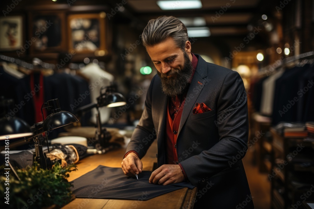 Tailor taking measurements for a suit - stock photography Tailor taking measurements for a suit - stock photography