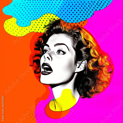 A surprised woman with a pop art style