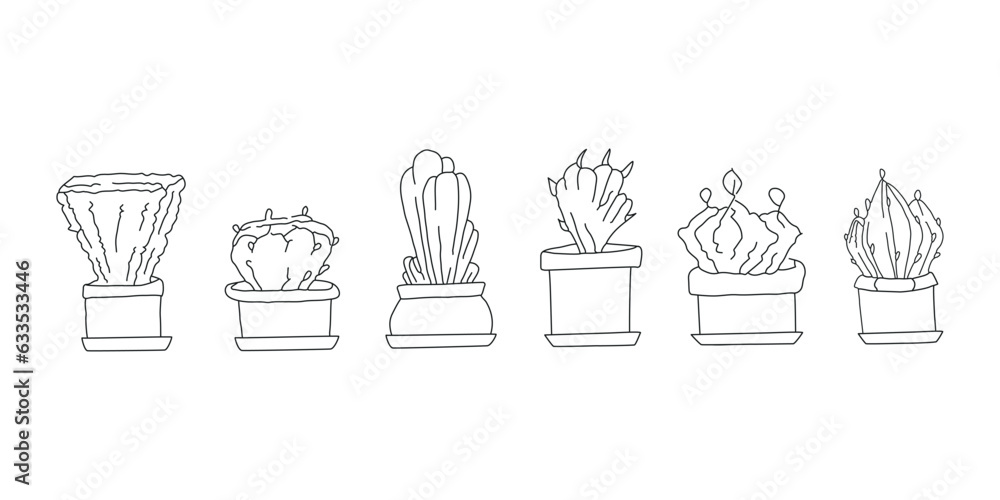 Set of flowerpots. Illustrations of house plants Set of flowerpots. Illustrations of house plants