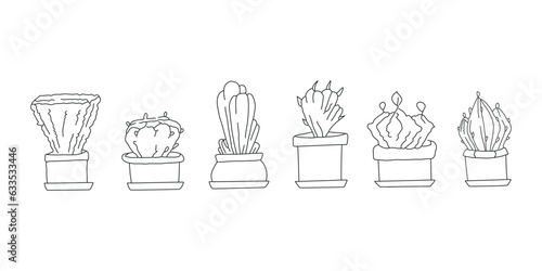 Set of flowerpots. Illustrations of house plants