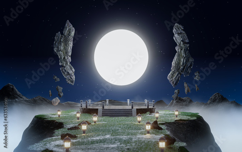 full moon floating above th...