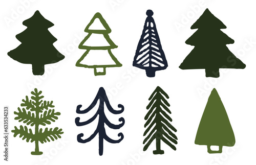 Various Christmas trees color icons set on white background (ID: 633534233)