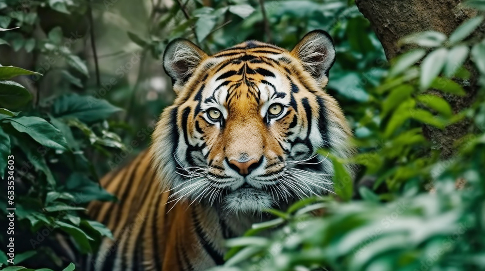 hunting tiger, tiger head, tiger stripes, Animal in wild nature hunting tiger, tiger head, tiger stripes, Animal in wild nature