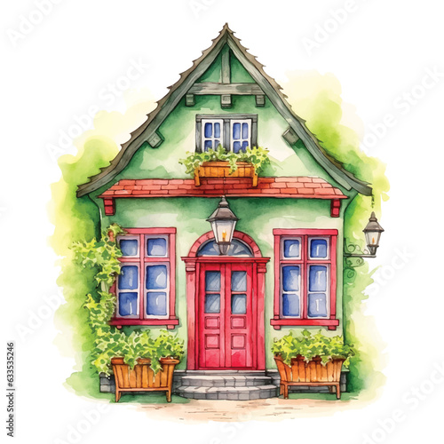 Fairy Tale house watercolor paint