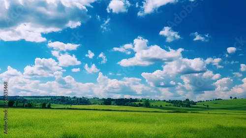 Nature beauty blue sky and green landscape background