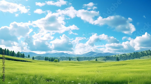 Nature beauty blue sky and green landscape background