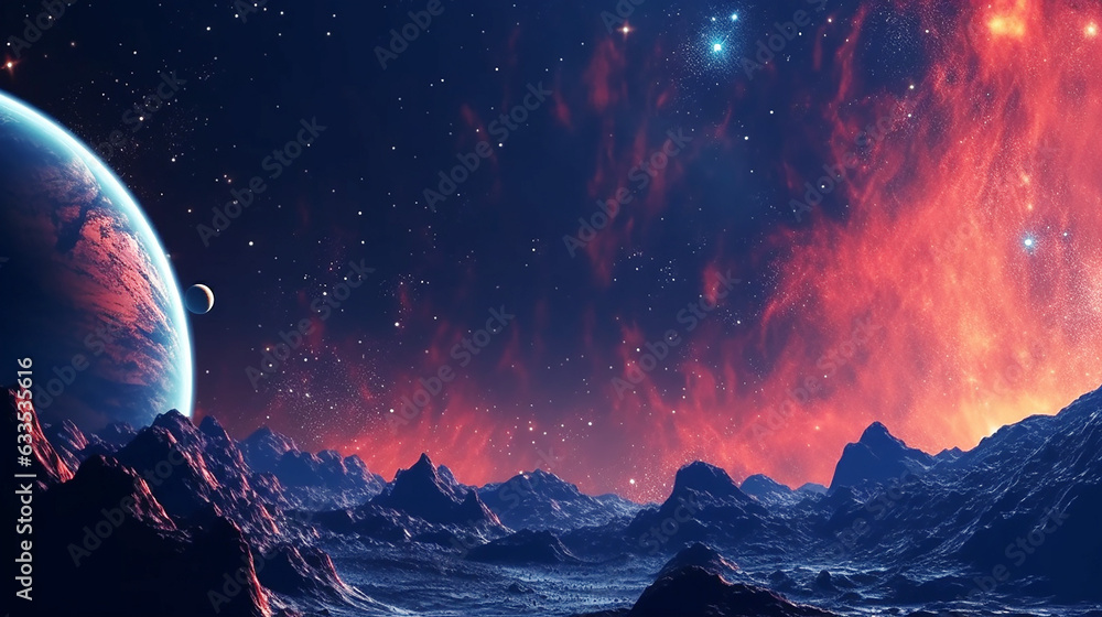 Night sky with planets and galaxies scene space sky background