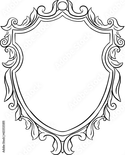 Line art crest vintage frame.