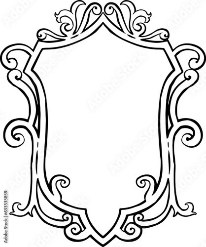 Line art crest vintage frame.