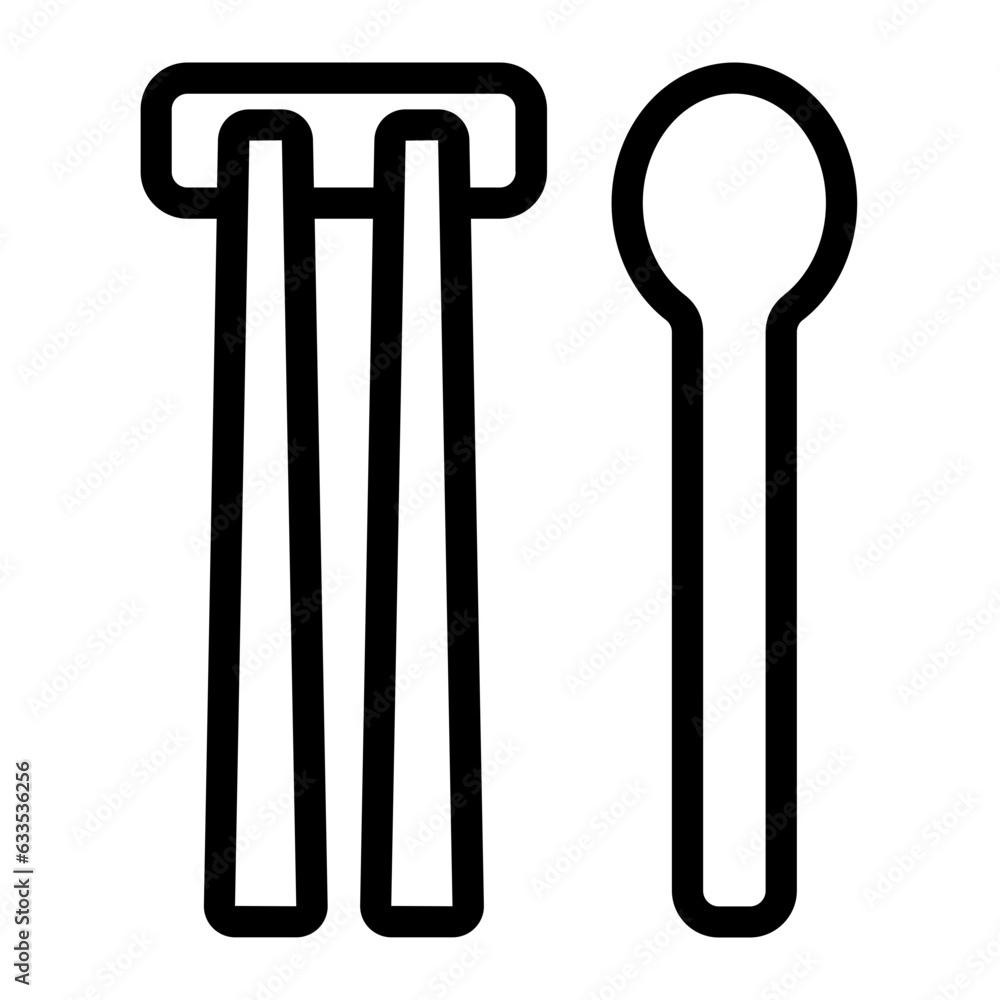 Cutlery chopstick and spoon outline icon Cutlery chopstick and spoon outline icon