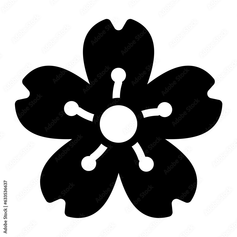 Cherry Blossom flower solid glyph icon Cherry Blossom flower solid glyph icon