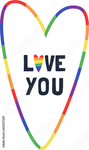 Hand drawn lgbt heart. Clipart Pride on a transparent background.