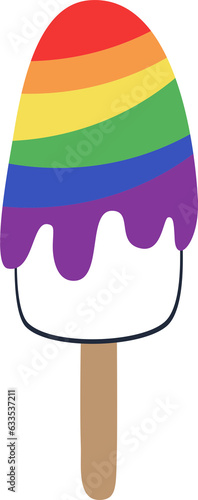 Hand drawn lgbt ice cream. Clipart Pride on a transparent background.