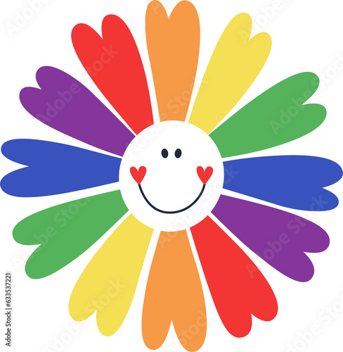 Hand drawn flower, lgbt chamomile. Clipart Pride on a transparent background.